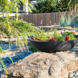Patio Pond Kits And Outdoor Bowl Planters For Landscaping Aesthetics Paired With Stonescaping.